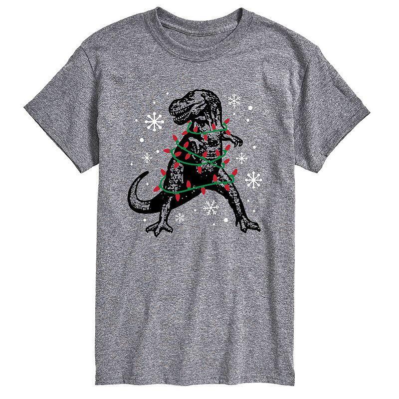 Big & Tall T-Rex Christmas Lights Tee, Mens Product Image