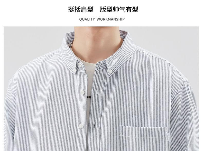 Long-Sleeve Striped Pocket Detail Shirt Product Image