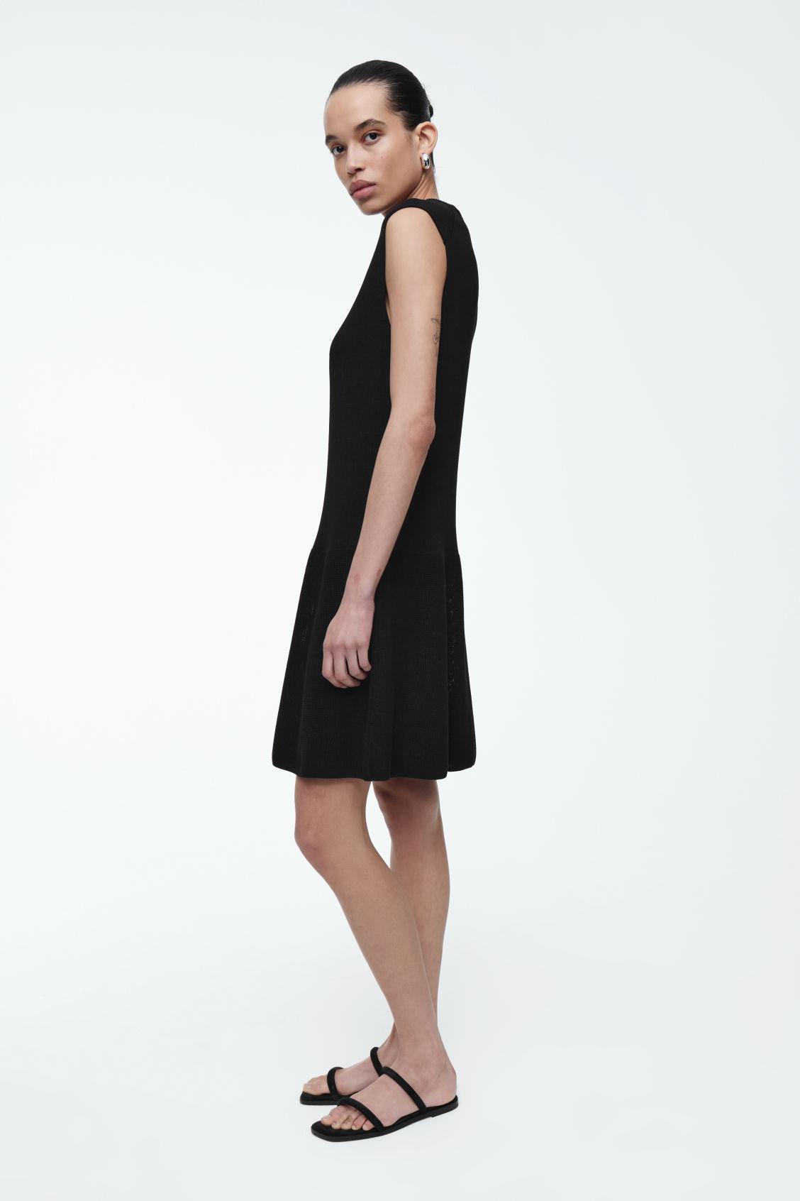 RIBBED-KNIT DROPPED-WAIST MINI DRESS Product Image