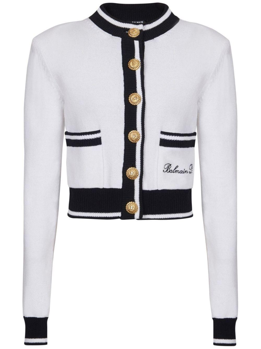 White Embroidered Cardigan Product Image