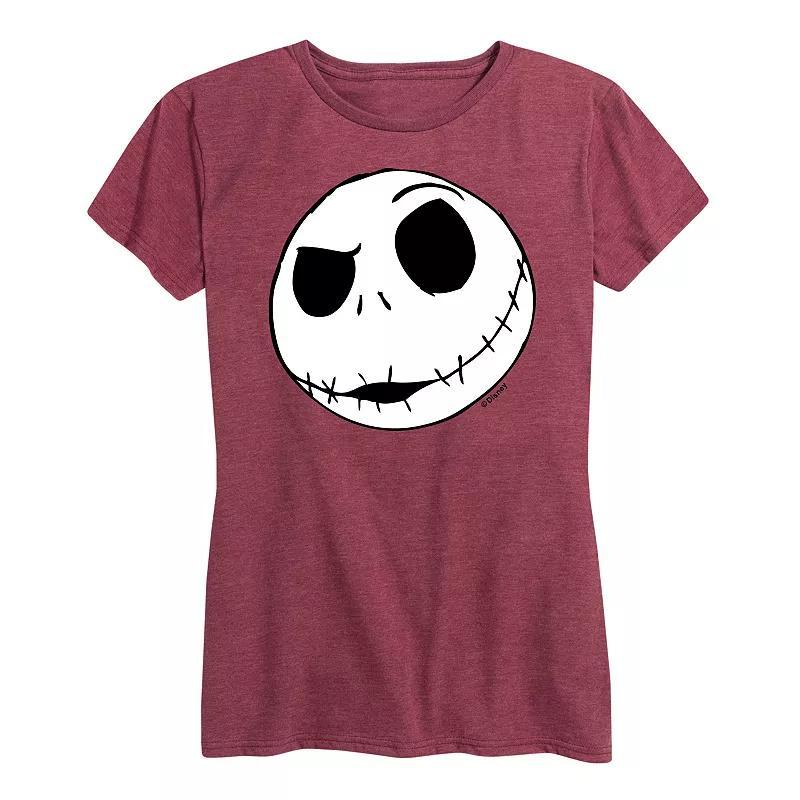 Disneys Nightmare Before Christmas Womens Jack Face Graphic Tee, Girls Product Image