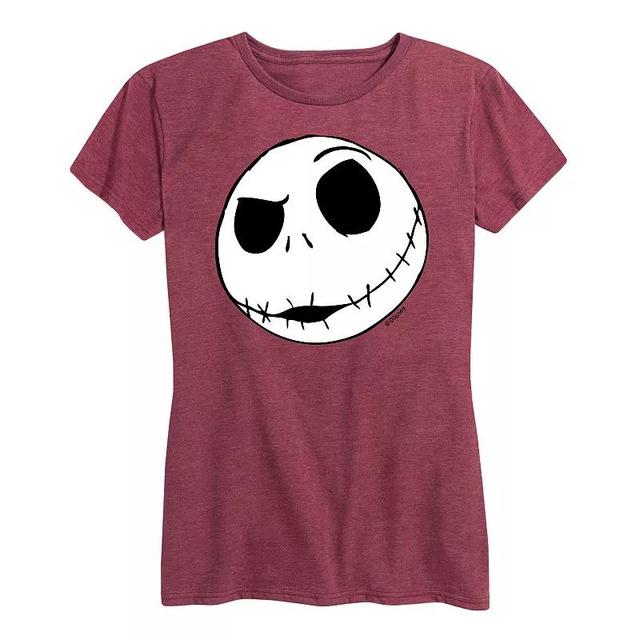 Disneys Nightmare Before Christmas Womens Jack Face Graphic Tee, Girls Product Image