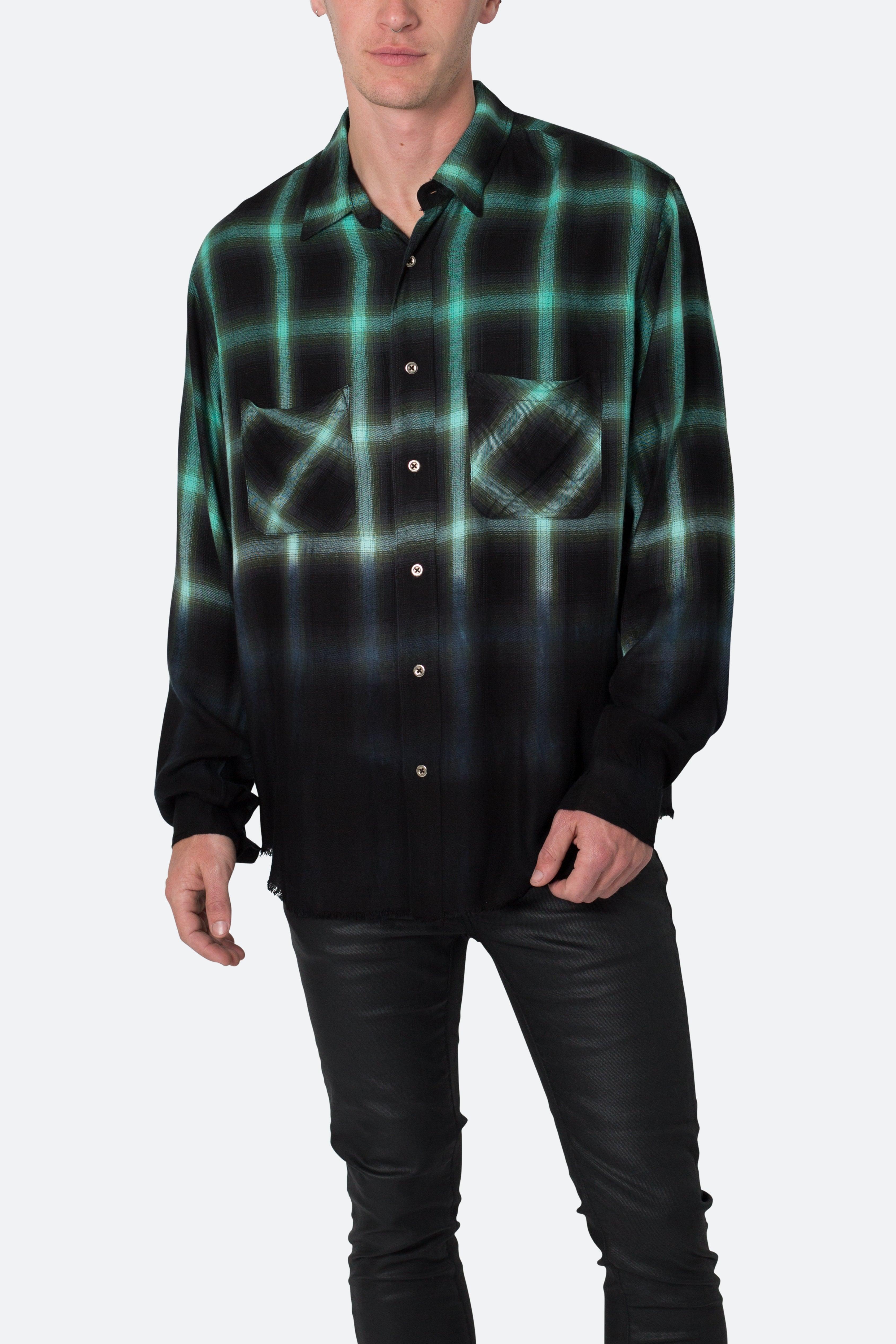 Ombre Flannel Shirt - Black/Green Product Image