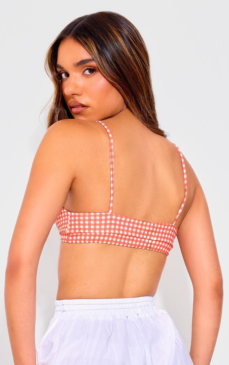 Red Gingham Soft Jersey Bralette Product Image