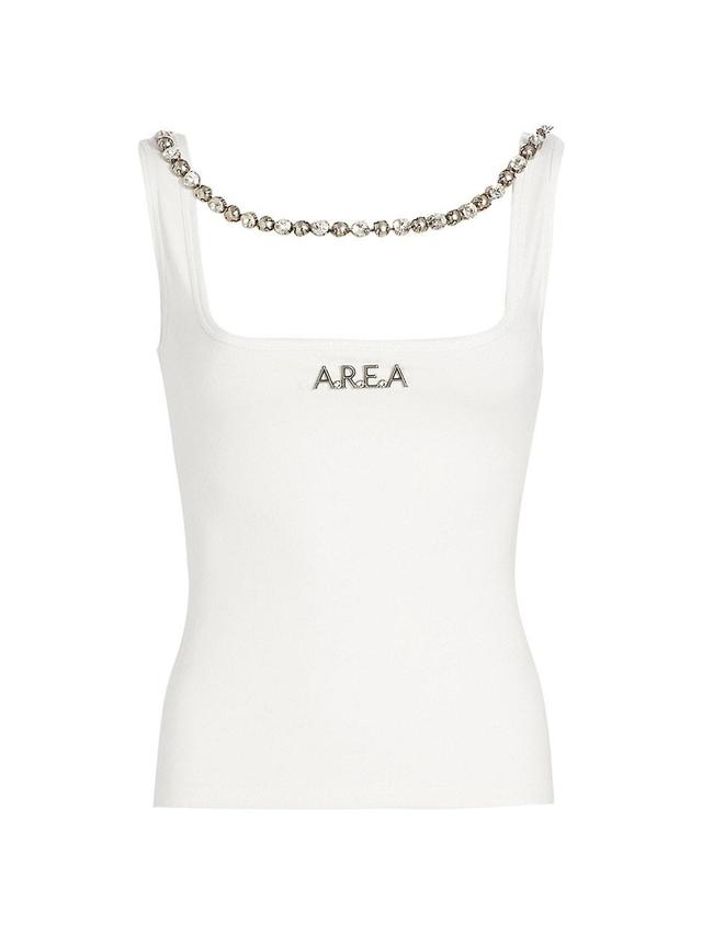 Womens Embellished Logo Stretch-Cotton Tank Top Product Image