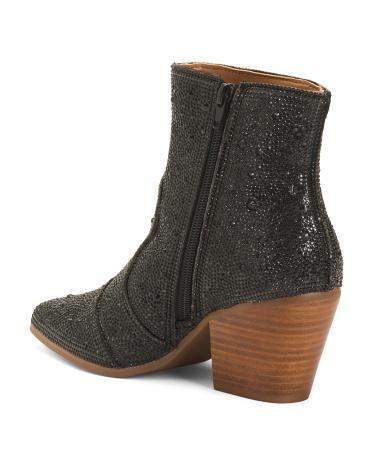 Rita Crystal Western Booties for Women | Textile Product Image