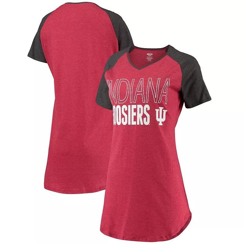 Womens Concepts Sport Crimson/Charcoal Indiana Hoosiers Raglan V-Neck Nightshirt Product Image