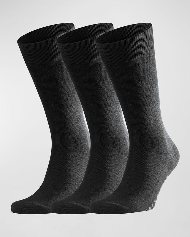 Falke Family 3-Pack Crew Socks (Black) Men's Knee High Socks Shoes Product Image