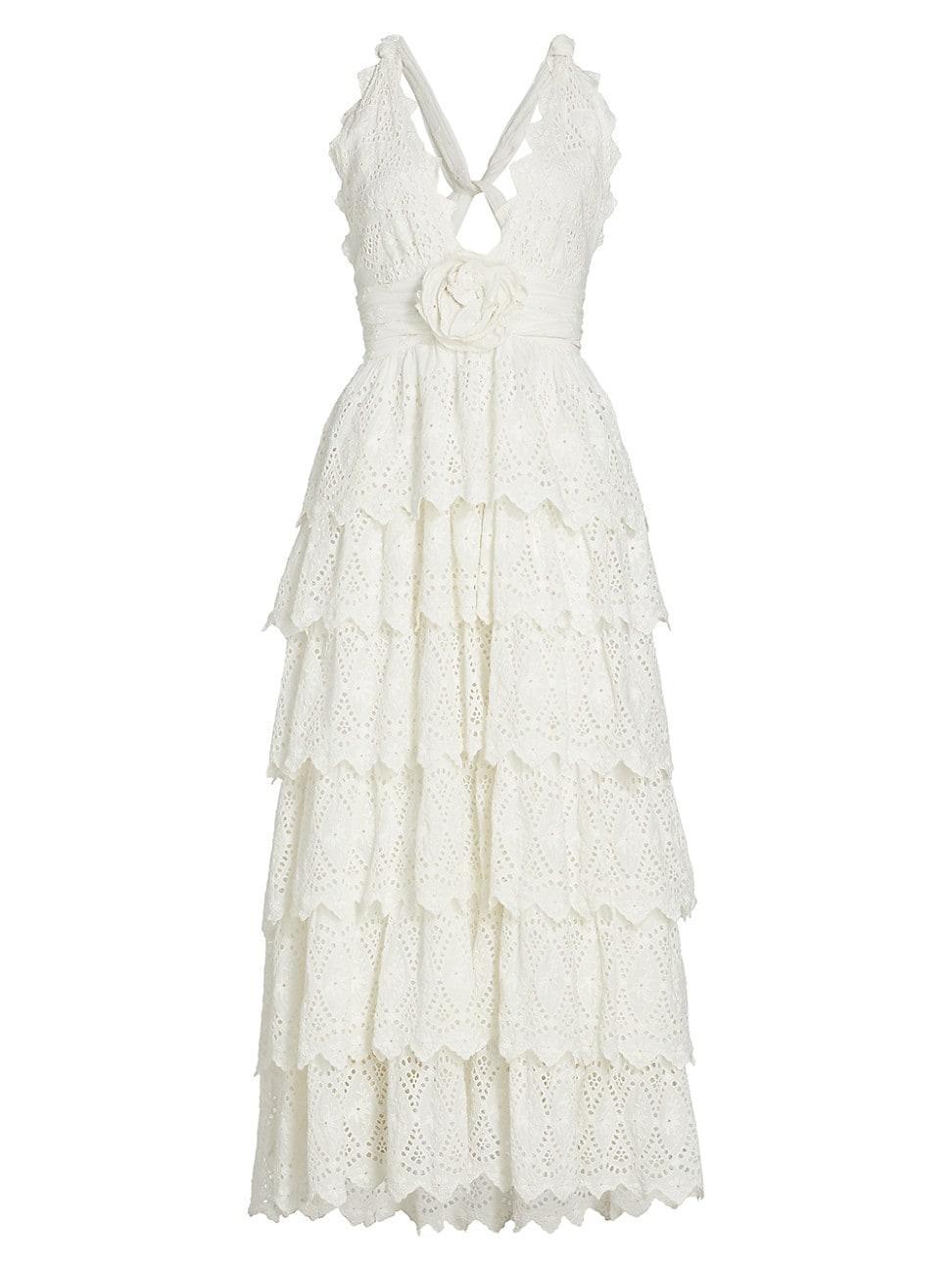 Womens Nevis Ruffled Eyelet Maxi Dress Product Image