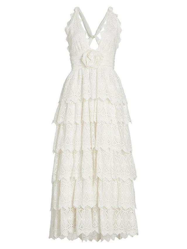 Womens Nevis Ruffled Eyelet Maxi Dress Product Image