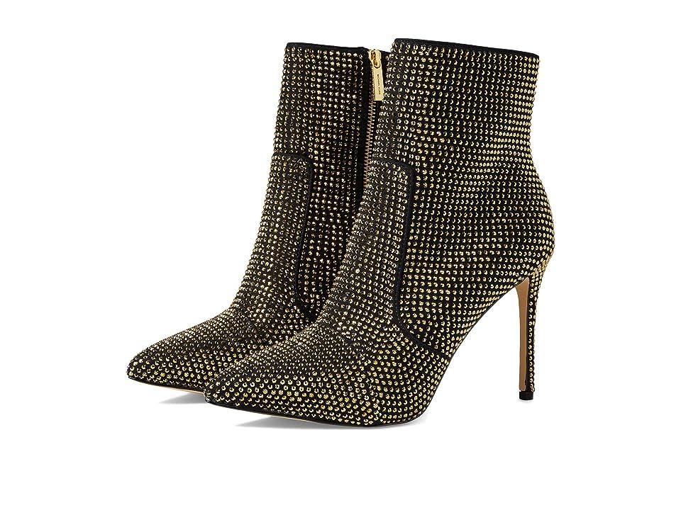 Womens Rue Embellished Stiletto Booties - Black Gold - Size 6 Product Image