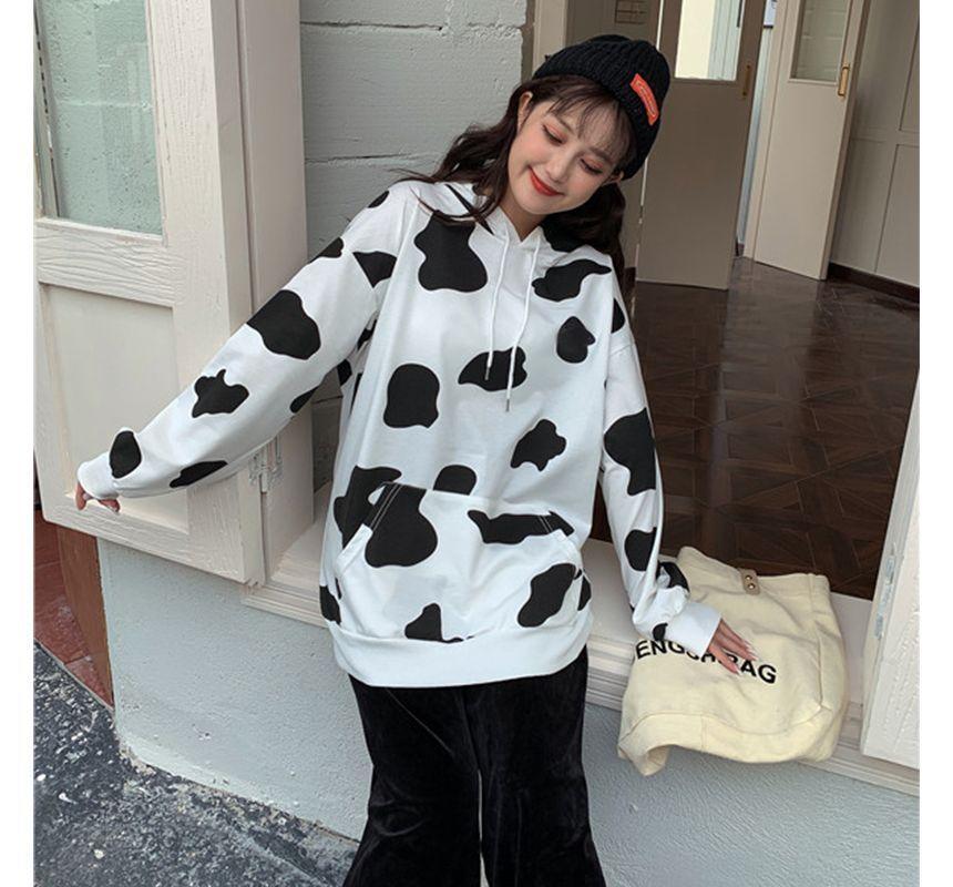 Cow Print Hoodie Product Image