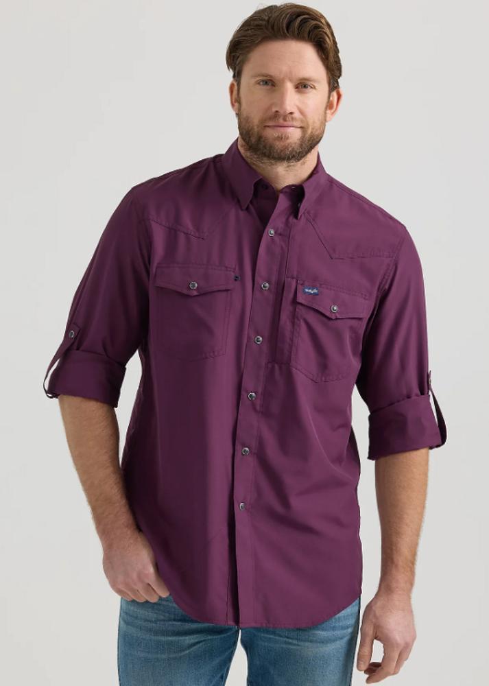 Wrangler® Men's L/S Plum Performance Snap Shirt Product Image