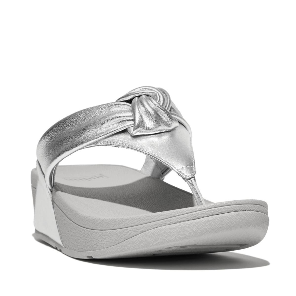 FitFLop Womens Lulu Padded-Knot Metallic-Leather Toe-Post Sandals Product Image