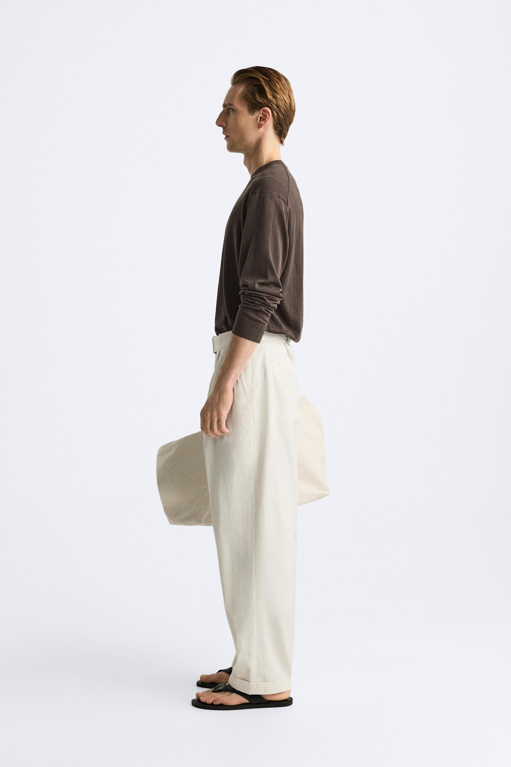 BELTED COTTON - LINEN PANTS Product Image