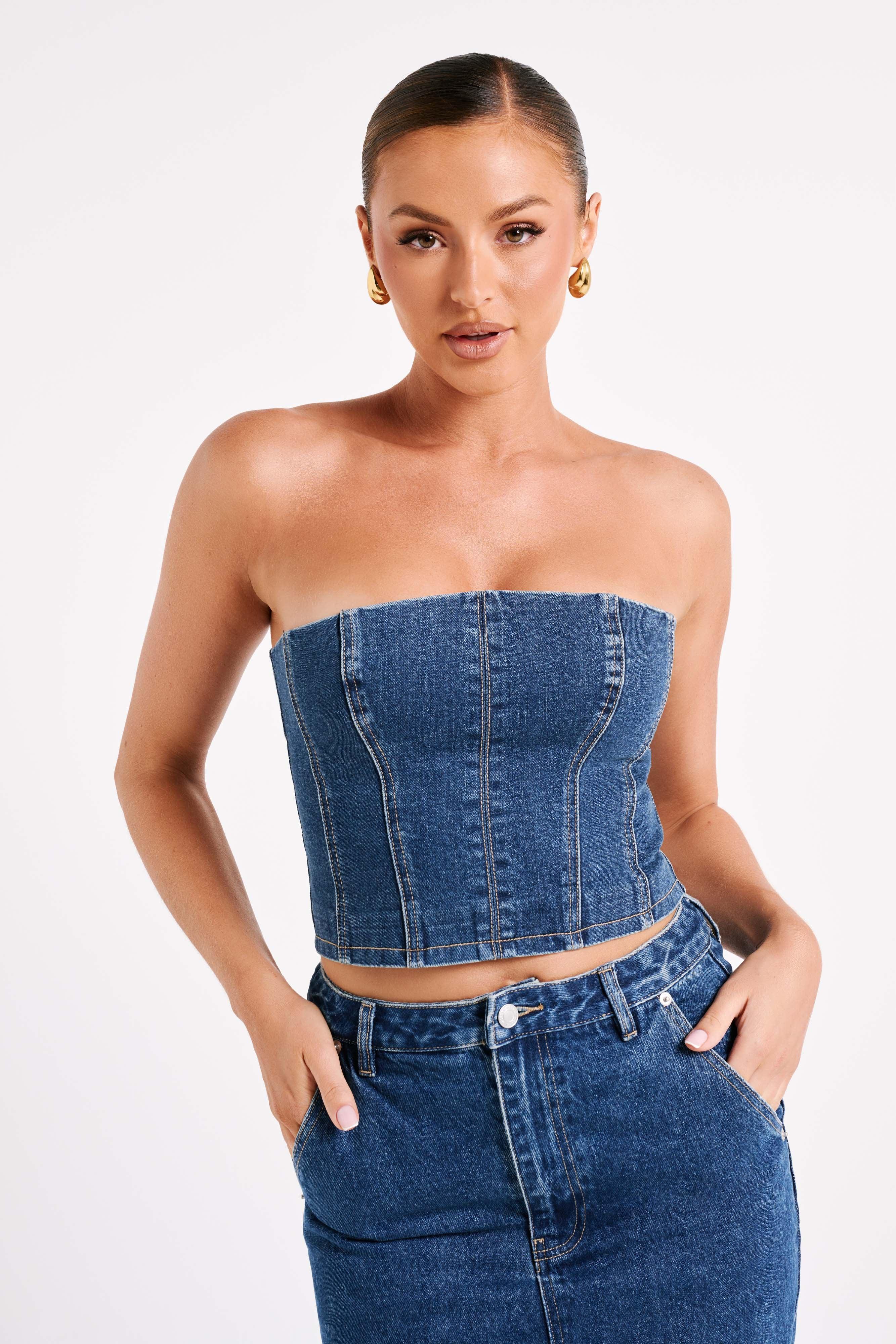 Jordana Denim Tube Top - Dark Blue product image