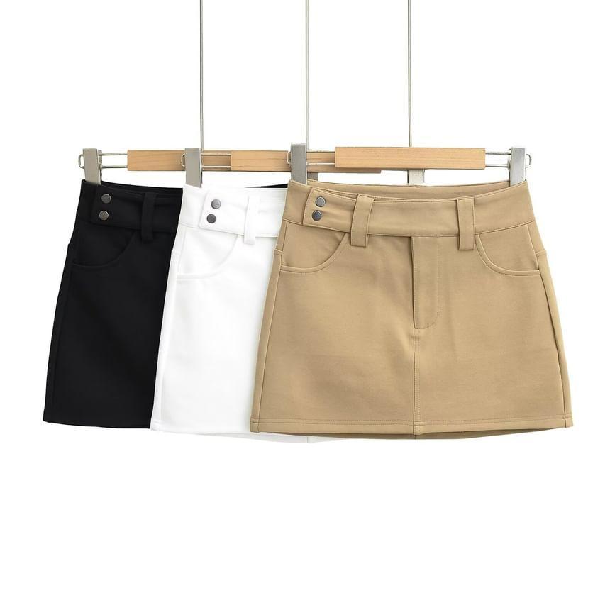 Low Rise Plain Mini Skirt Product Image