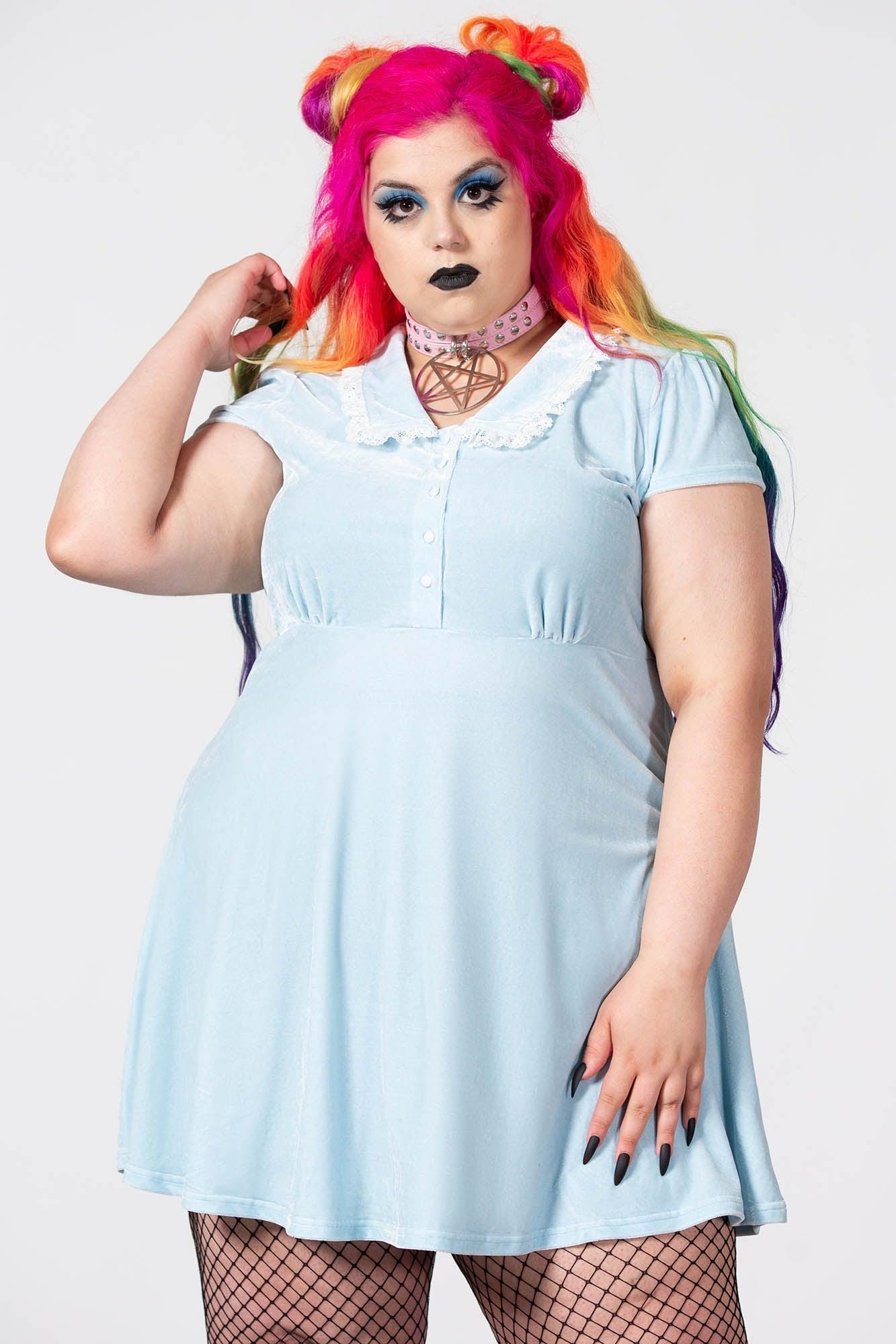 Every Mourning Collar Dress [PASTEL BLUE] [PLUS] Female Product Image