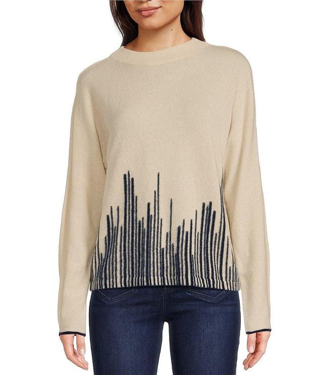 NIC + ZOE Luxe Cashmere Flame Stitch Bateau Neck Long Sleeve Sweater Product Image