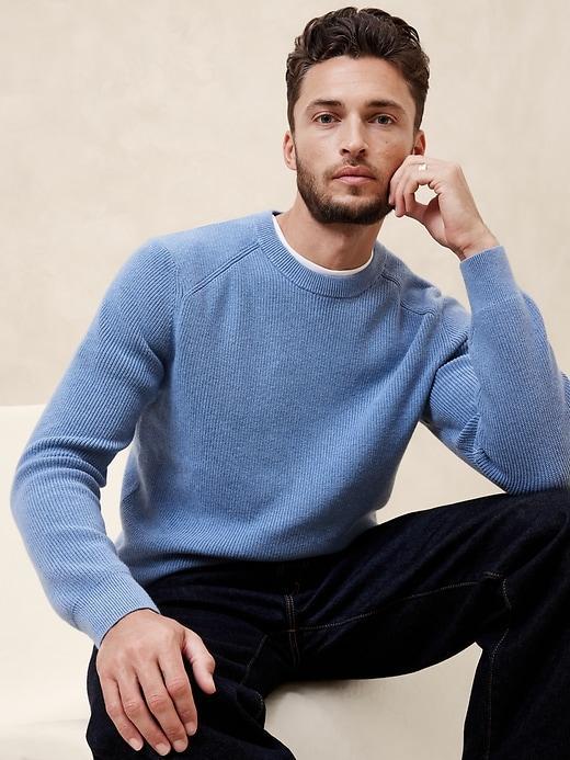 Cotton-Blend Ribbed Sweater Product Image