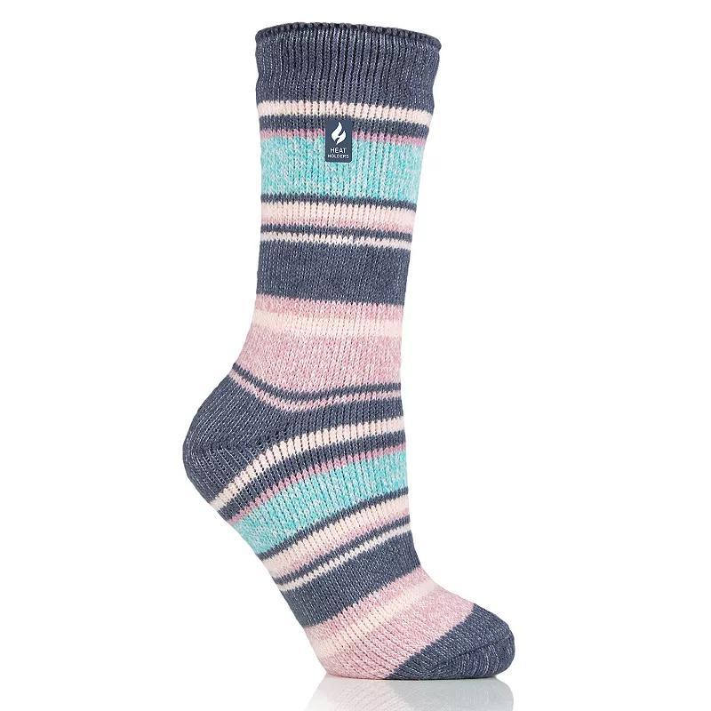 Womens Heat Holders Yasmine Multi Stripe Crew Socks Denim Ivory Product Image