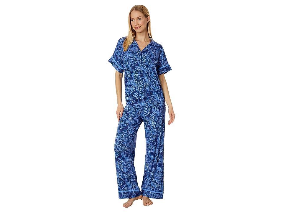 Tommy Bahama Short Sleeve Cropped PJ Set Palm) Women's Pajama Sets Product Image