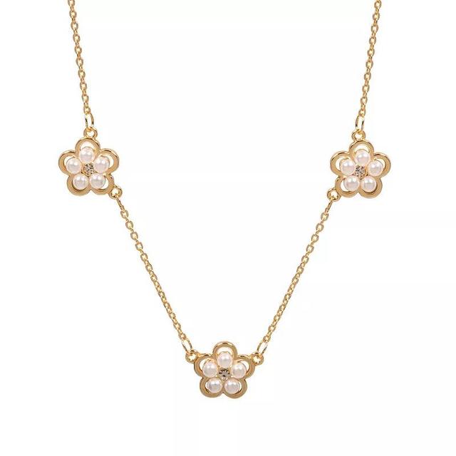 LC Lauren Conrad Gold Tone Pearl Flower Station Necklace, Womens, White Product Image