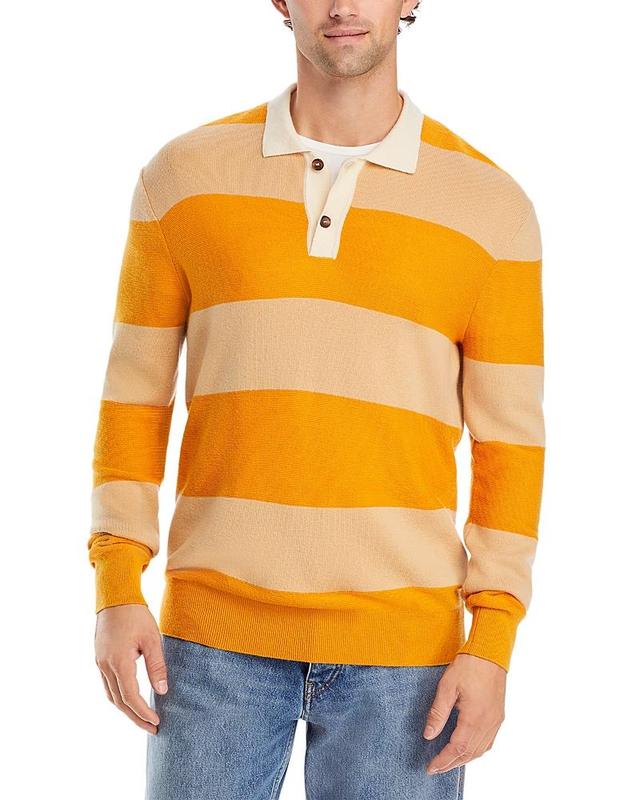 Mens Wool-Cotton Blend Striped Polo Shirt Product Image