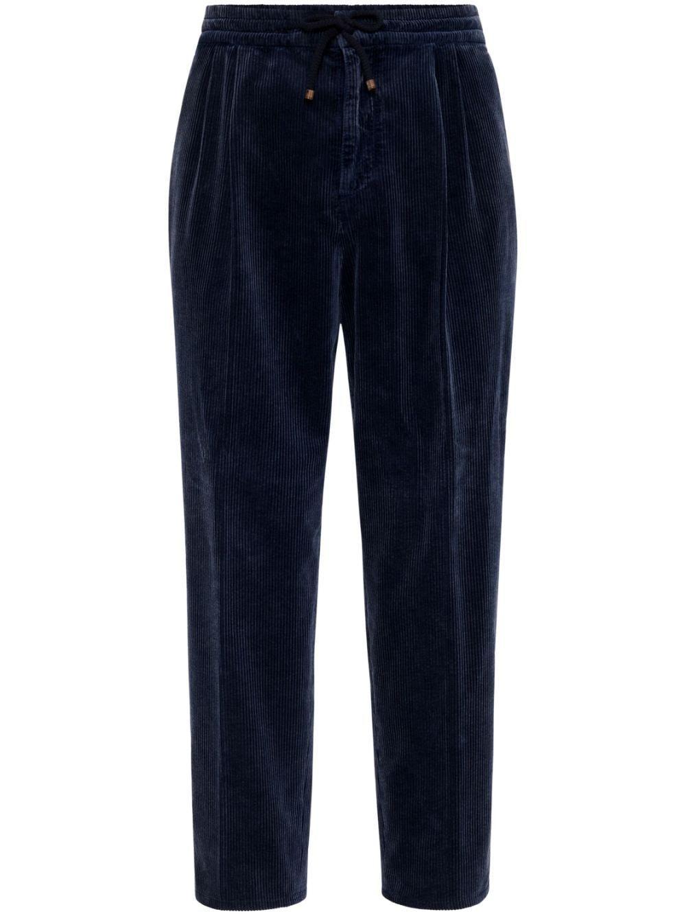 BRUNELLO CUCINELLI Drawstring Corduroy Trousers In Blue Product Image