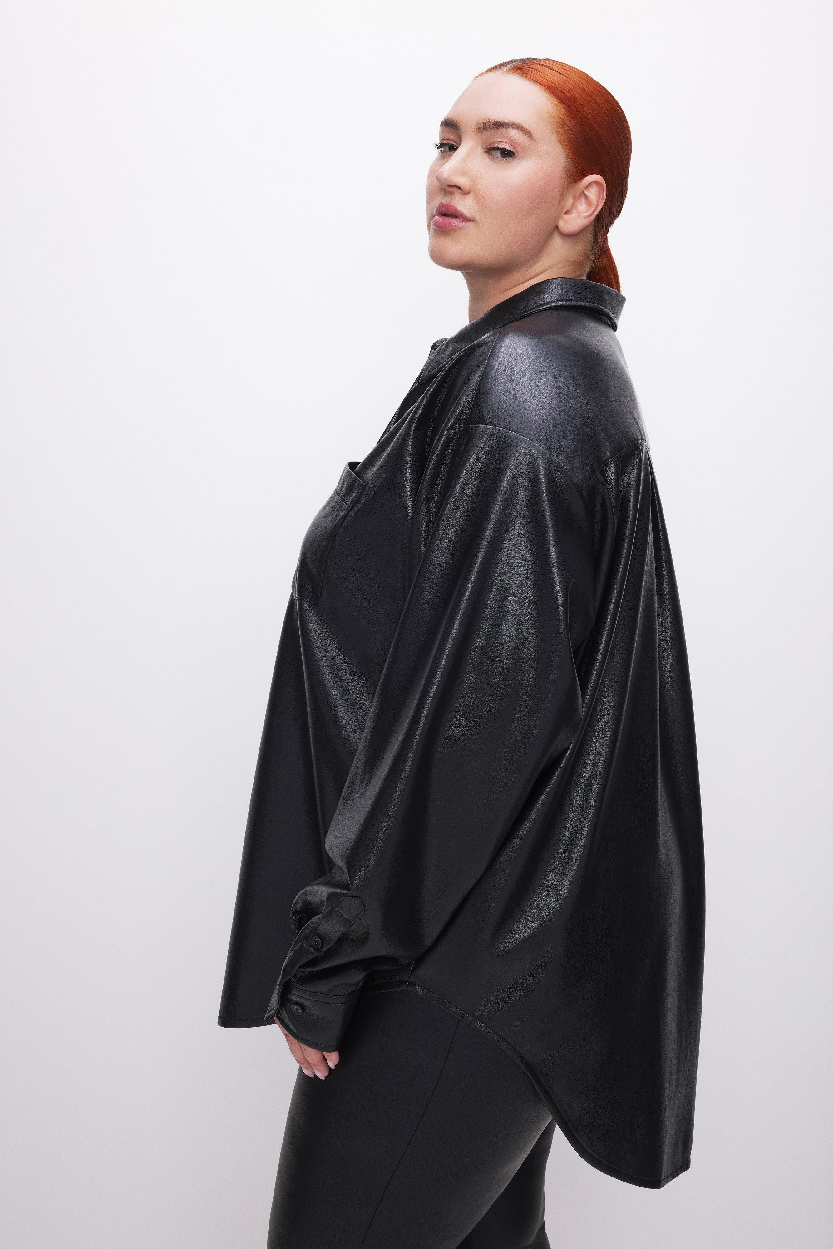 FAUX LEATHER SHIRT | BLACK001 Product Image