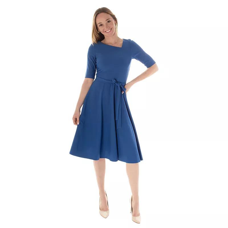 Womens Maison Tara Solid A-Line Midi Dress Blue Product Image