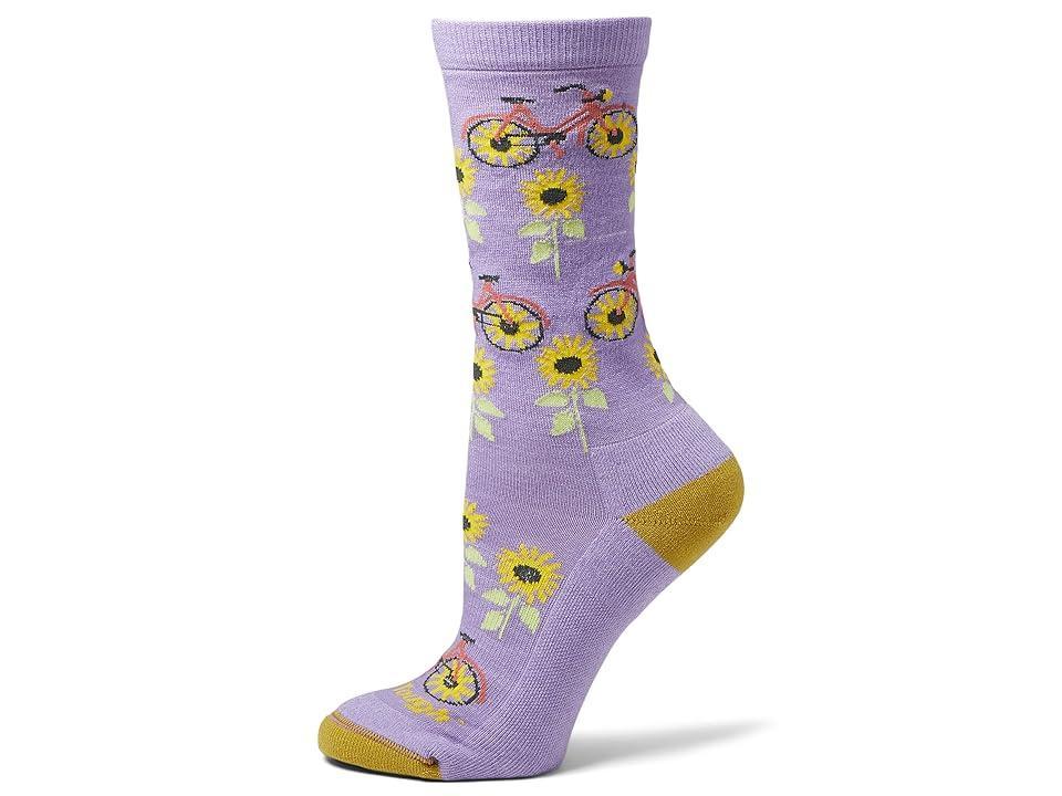 Darn Tough Vermont Sun Pedal Crew Lightweight with Cushion (Lavender) Women's Crew Cut Socks Shoes Product Image