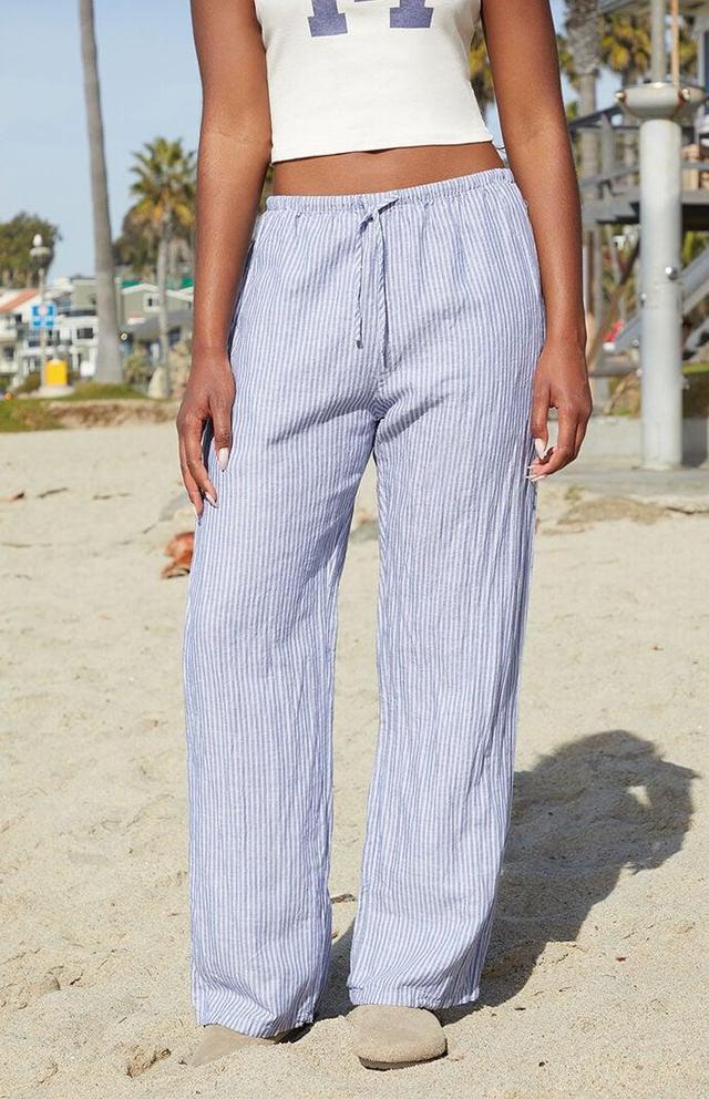 John Galt Women's Navy & White Striped Anastasia Linen Pants in Navy/White Product Image