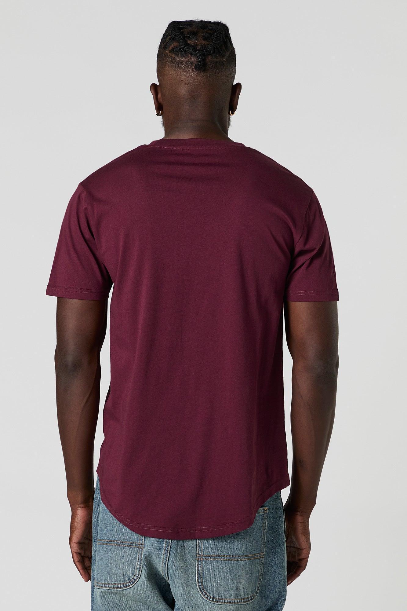 Solid Curved Hem Crewneck T-Shirt Male Product Image