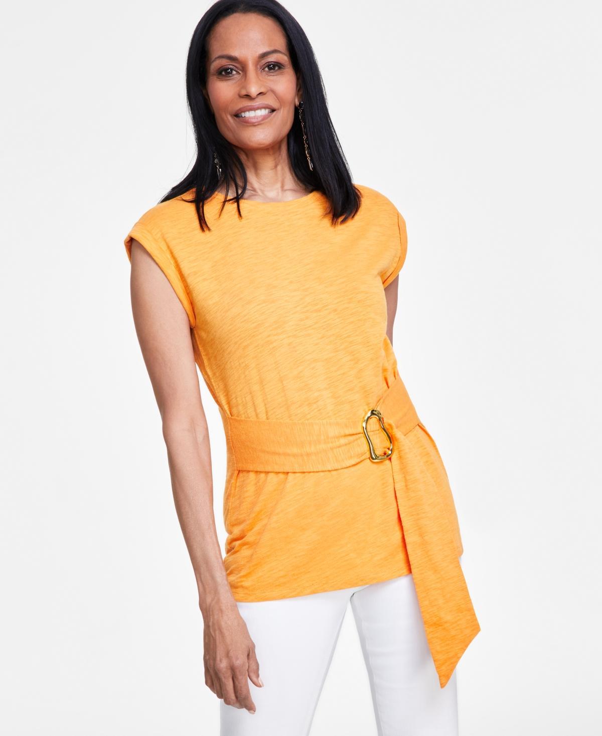 I.n.c. International Concepts Womens Crewneck Belted Top, Created for Macys Product Image