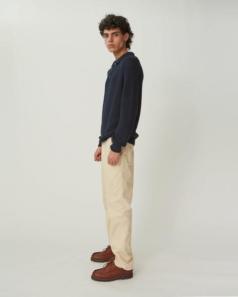 LS Slouchy Polo  - Navy Product Image