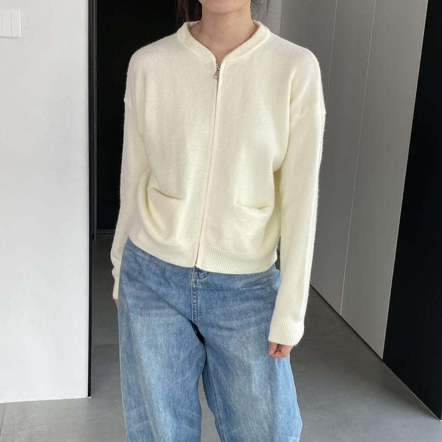 Plain Zip Cardigan Product Image