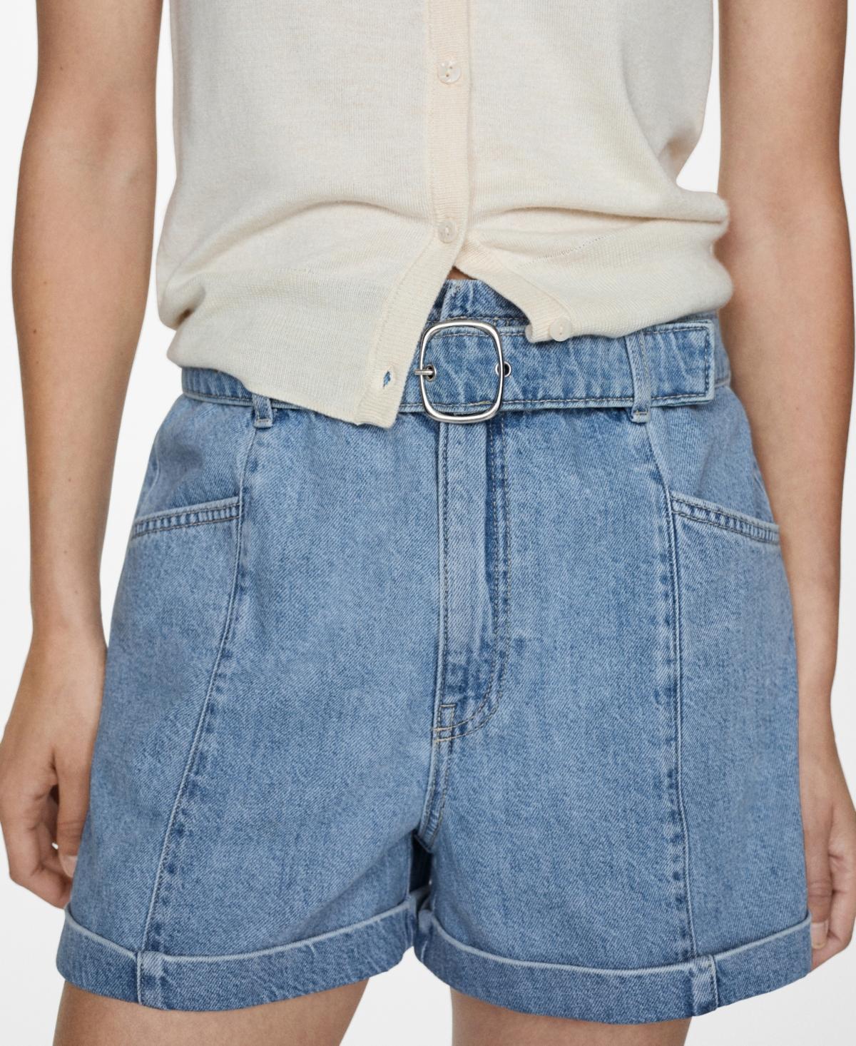 Mango Womens Belt Detail Denim Shorts product image