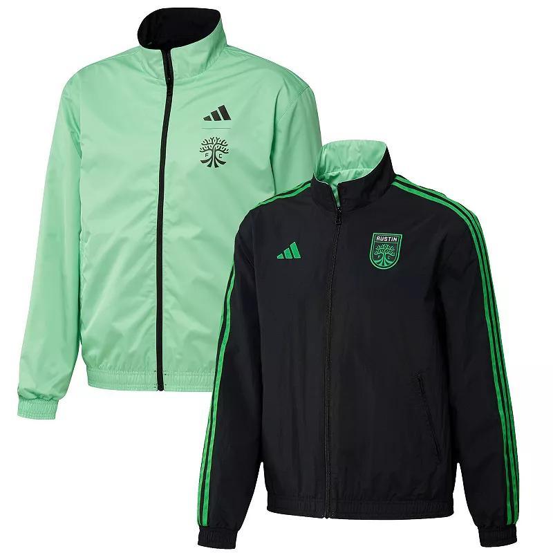 Mens adidas Black/Green Austin FC 2023 On-Field Anthem Full-Zip Reversible Team Jacket Product Image