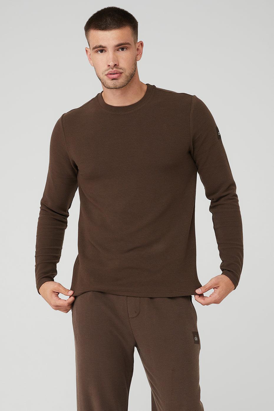 Micro Waffle Fast Break Long Sleeve Tee - Espresso Male Product Image