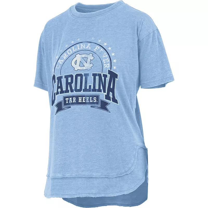 Womens Pressbox Carolina Blue North Carolina Tar Heels Vintage-Like Wash Poncho Captain T-shirt Product Image