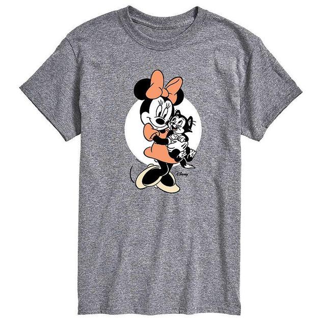 Disneys Minnie Mouse & Figaro Mens Graphic Tee Grey Gray Product Image