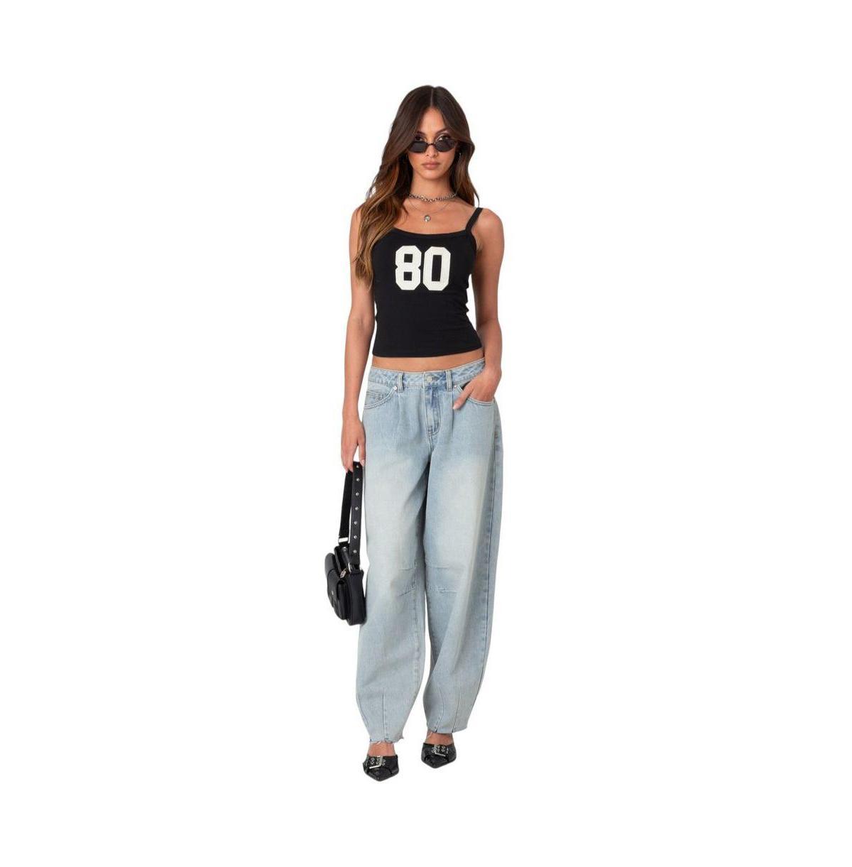 Edikted Womens Balloon Washed Low Rise Jeans Product Image