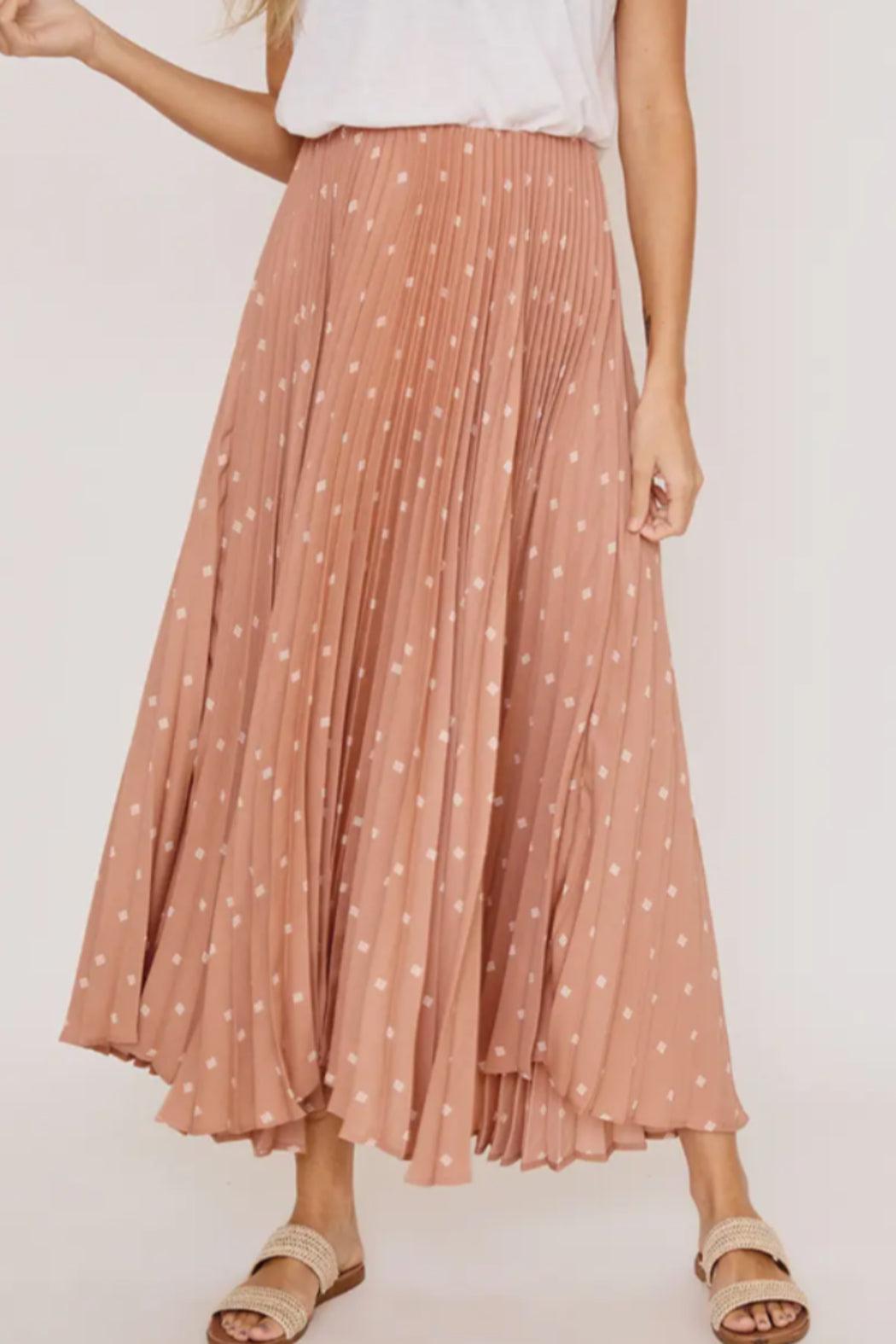 Diamond Dot Print Pleated Maxi Skirt Female Product Image