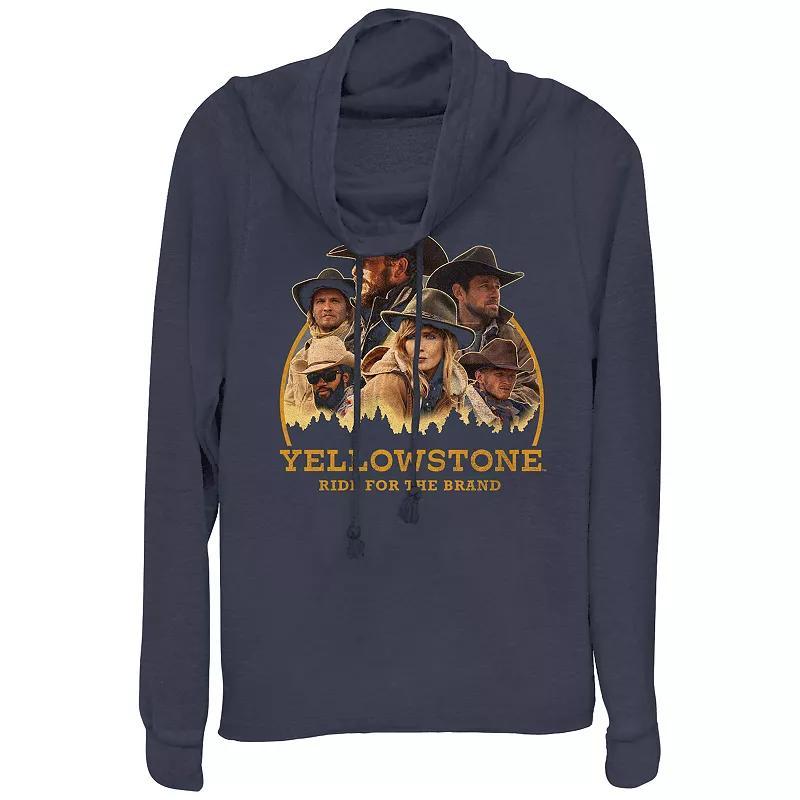 Womens Yellowstone Ride For The Brand Cowlneck Graphic Lightweight Long Sleeve, Girls Blue Product Image