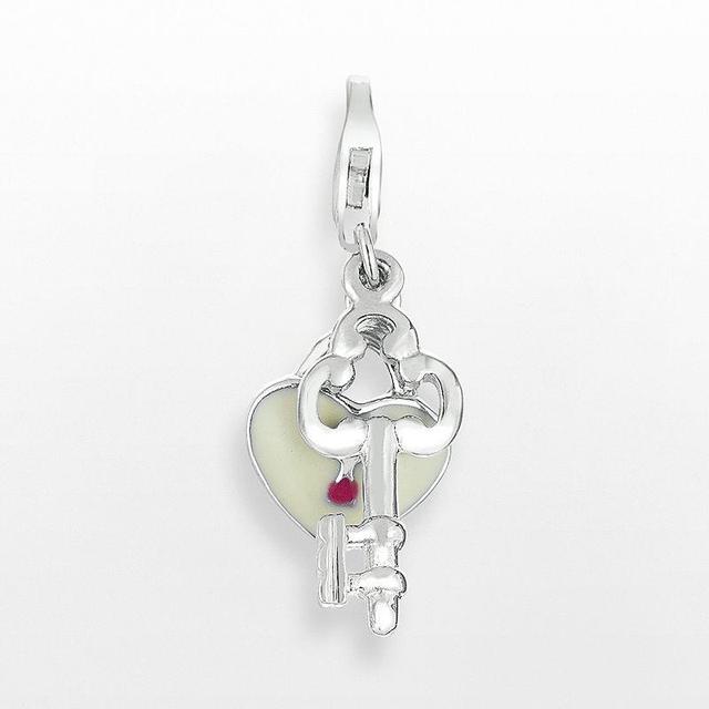 Sterling Silver Heart Lock and Key Charm, Womens Product Image