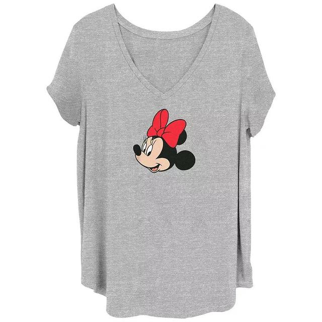 Disneys Minnie Mouse Smile Juniors Plus Graphic Tee, Womens Grey Gray Product Image