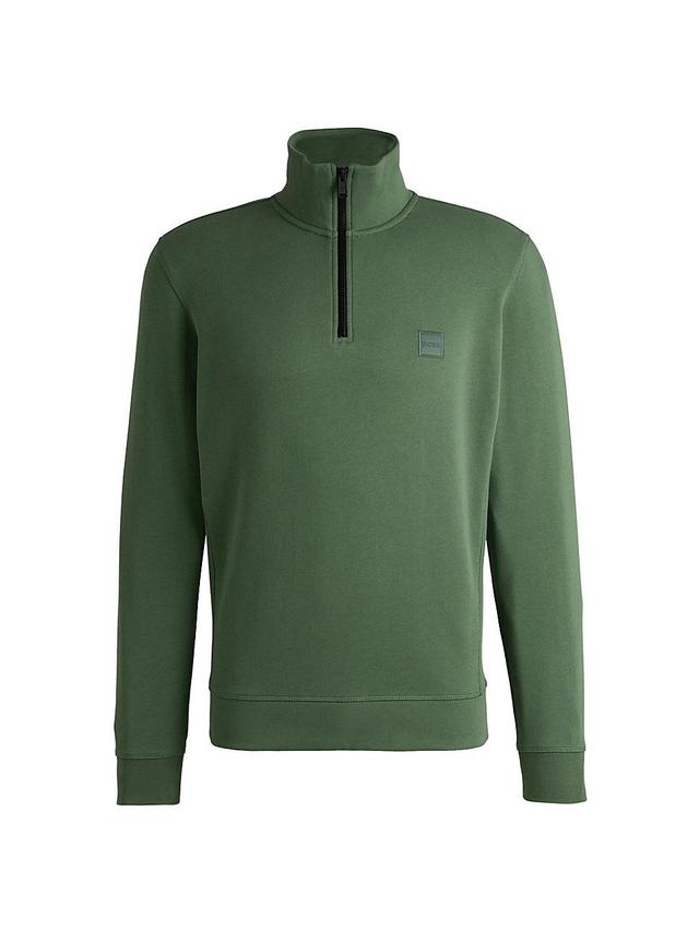 Mens Cotton-Terry Zip-Neck Sweatshirt with Logo Patch Product Image