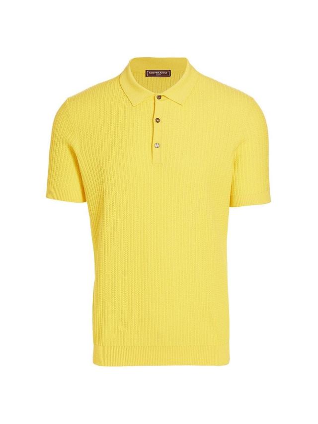 Mens Slim-Fit Textured Cotton Polo Shirt Product Image