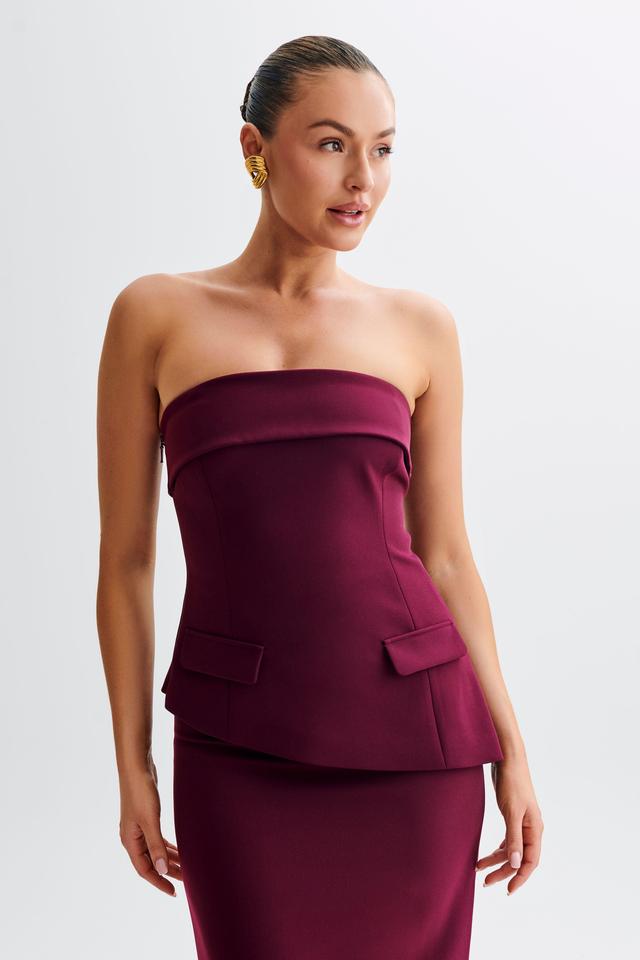 Micah Suiting Strapless Top - Plum Product Image